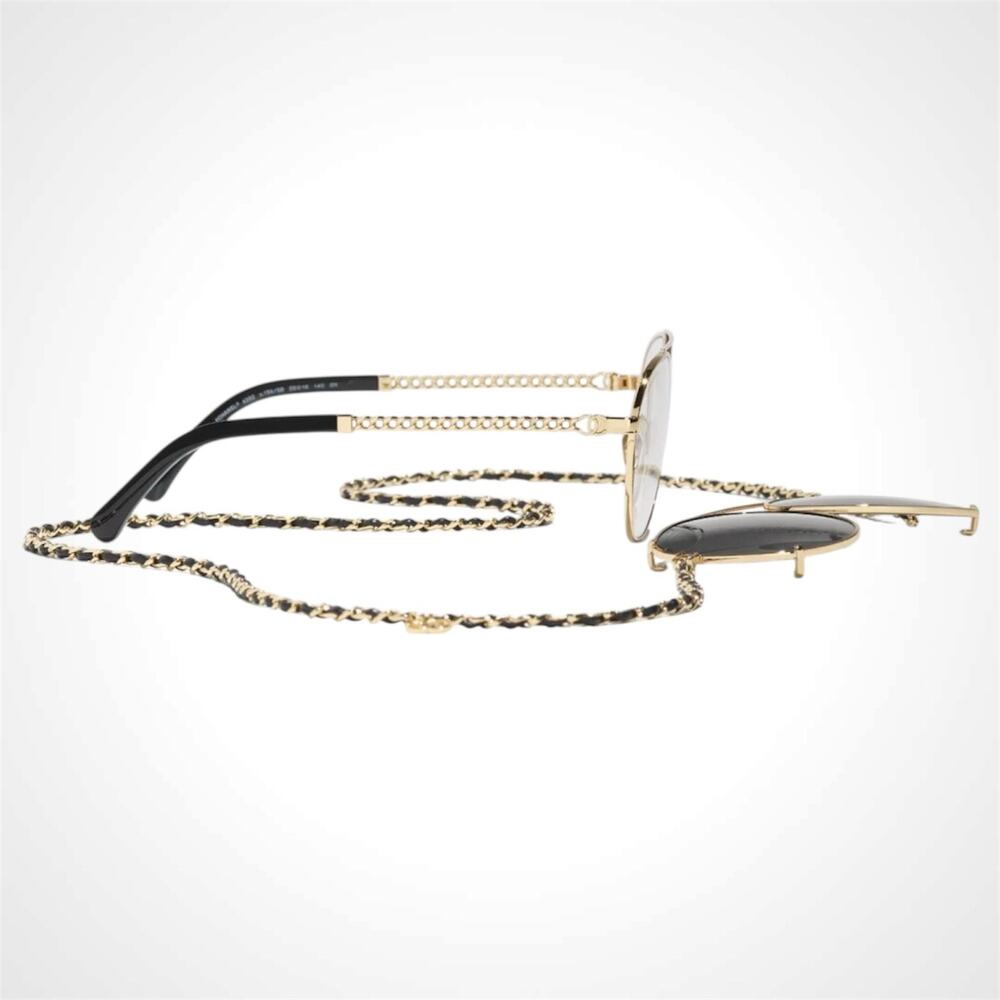 New CHANEL Sunglasses Gold Pilot Aviator Polarized Lens Chain CC CH4292 - Picture 3 of 5